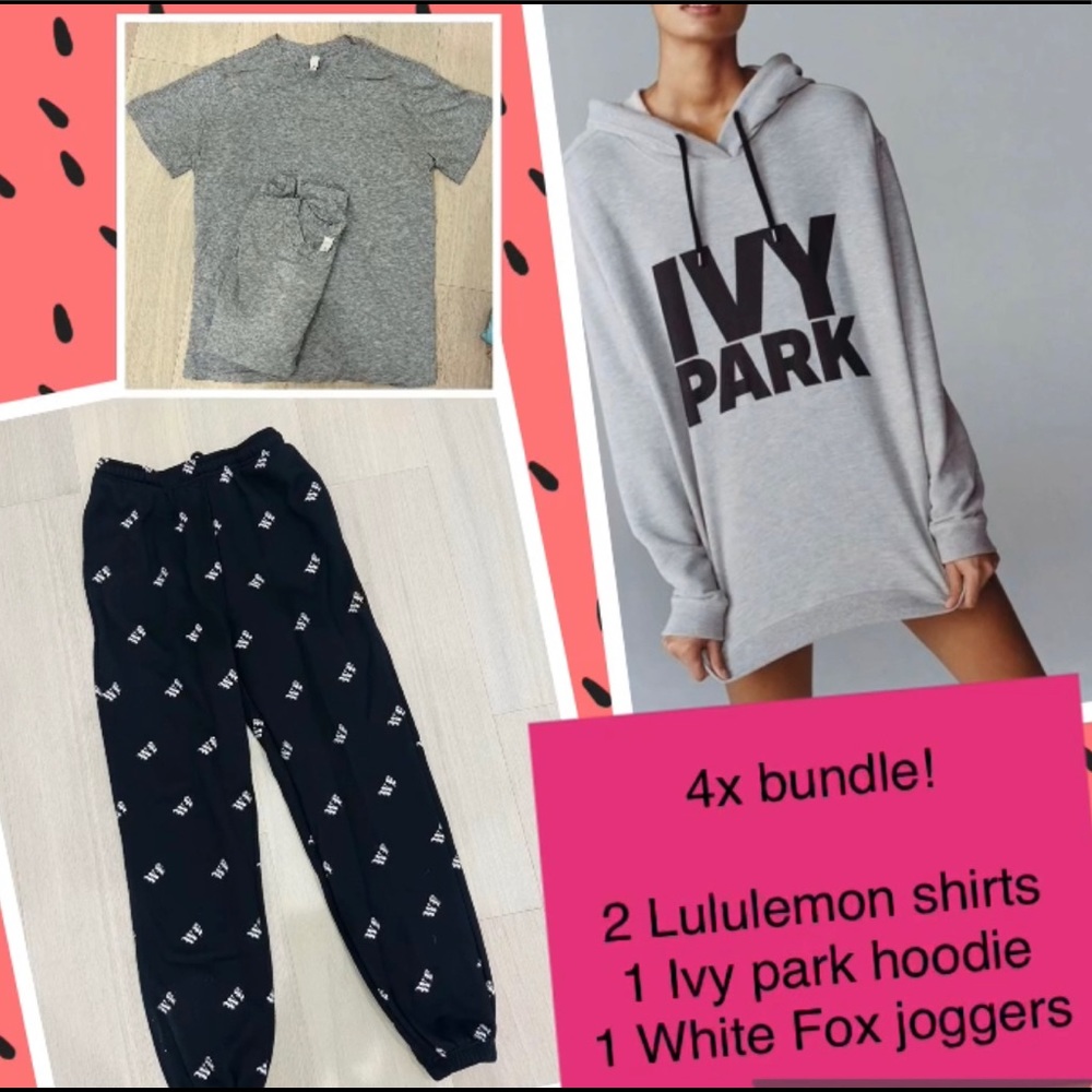 SALE x4 ITEMS ❤️LIKE NEW LULULEMON shirts, Ivy Park hoodie, & White Fox joggers!